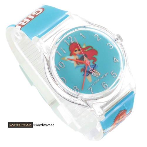 Kinderuhr t&uuml;rkis blau Manga Anime Uhr mit Elfe