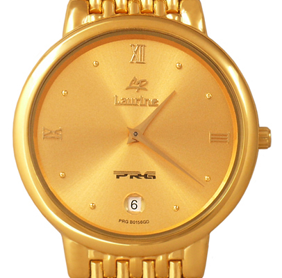 Sehr exclusive goldene Damenuhr mit Glasboden und Datum