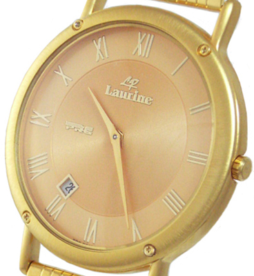 Exclusive goldene Damenuhr mit Gliederarmband und Datum